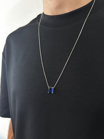 Colar de Prata em Pedra Cristal Azul