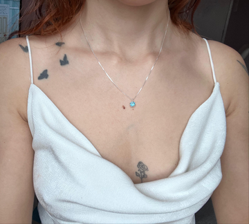 COLAR DE PRATA 925 - PONTO DE LUZ - AZUL