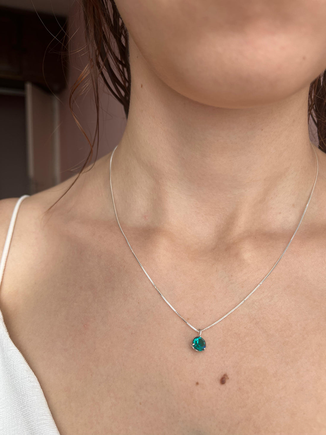 COLAR DE PRATA 925 - PONTO DE LUZ - AZUL TURQUESA