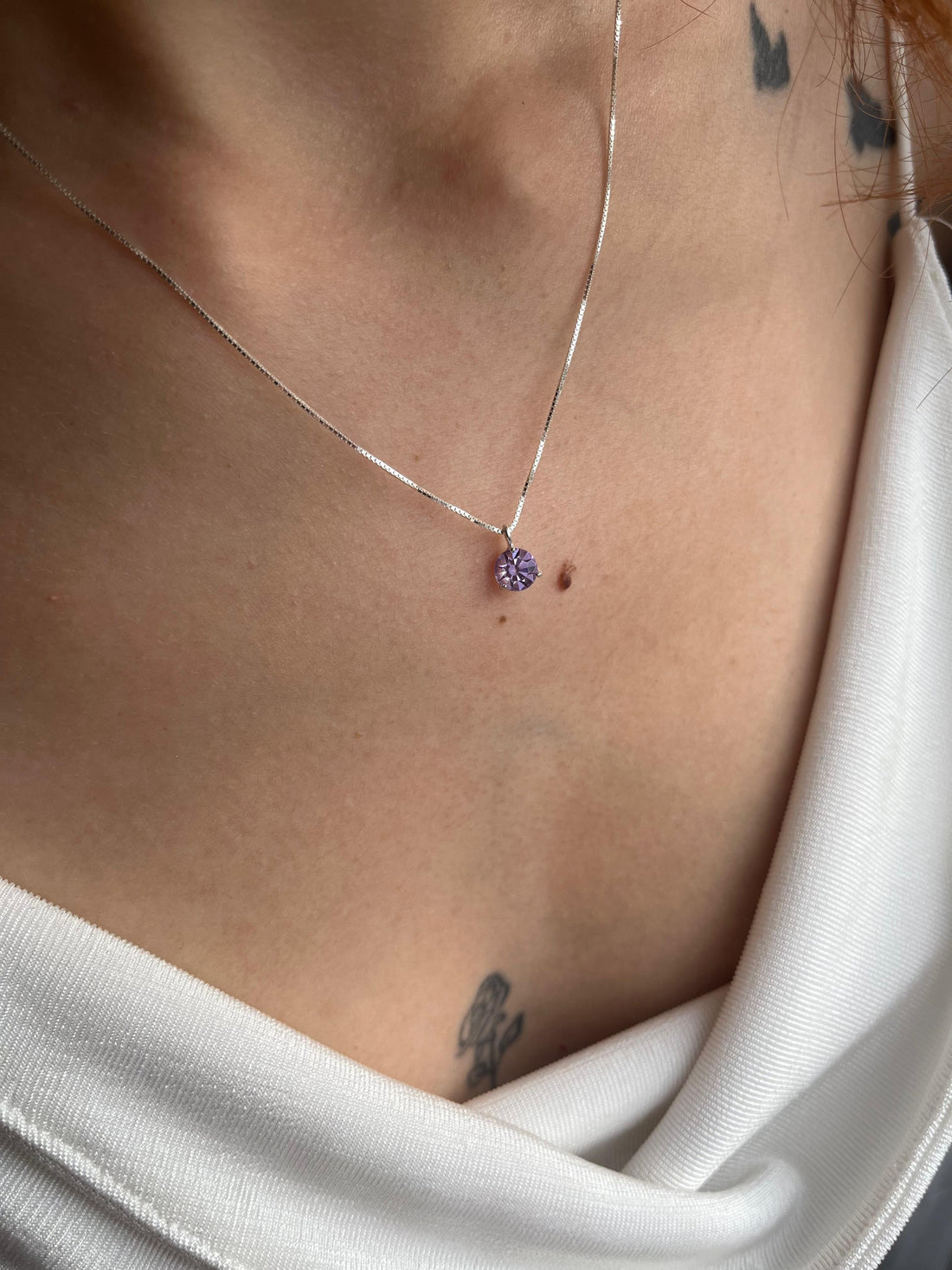 COLAR DE PRATA 925 - PONTO DE LUZ - ROXO