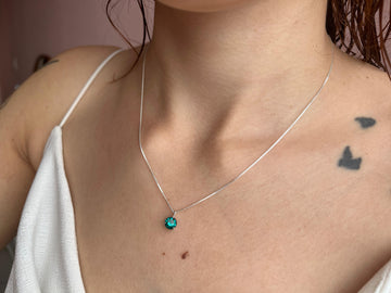 COLAR DE PRATA 925 - PONTO DE LUZ - AZUL TURQUESA