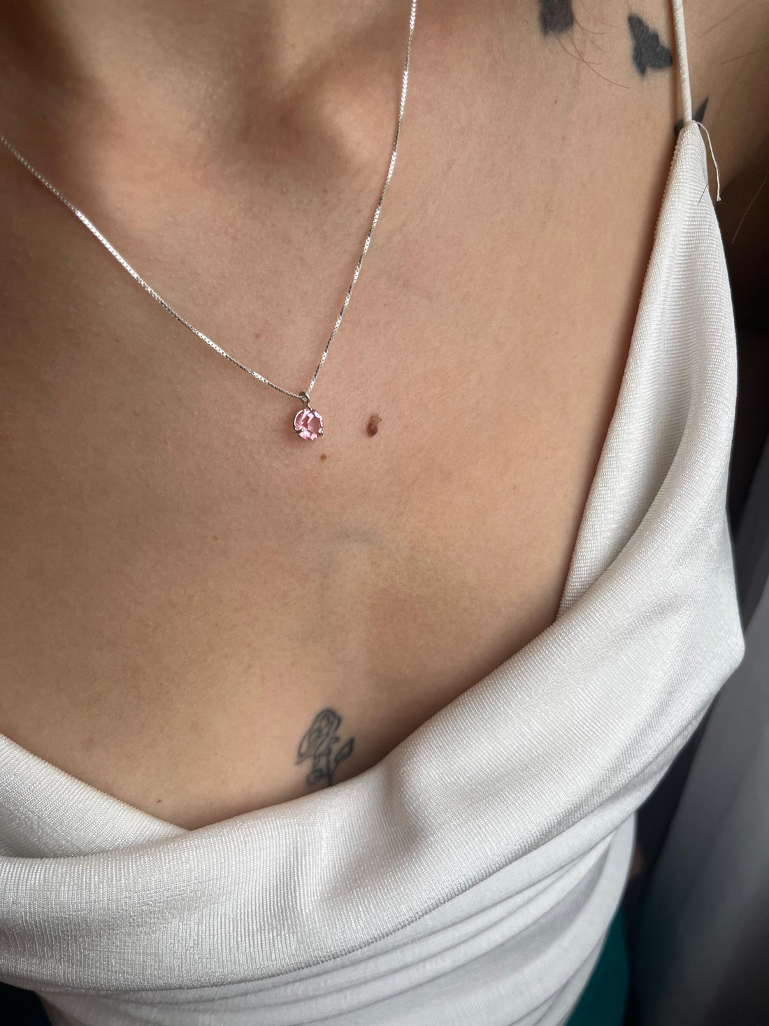 COLAR DE PRATA 925 - PONTO DE LUZ - ROSA